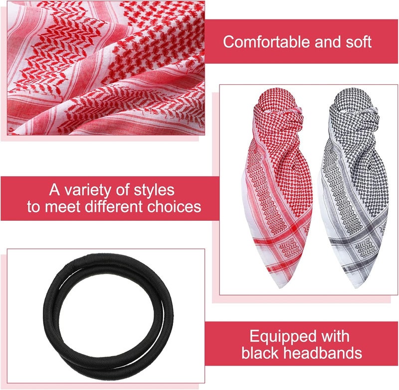 Funtery 2 قطعة شماغ عربي كوفية رأس للرجال مع عقال حبل زي عربي ملحقات زي هالوين - Image 3